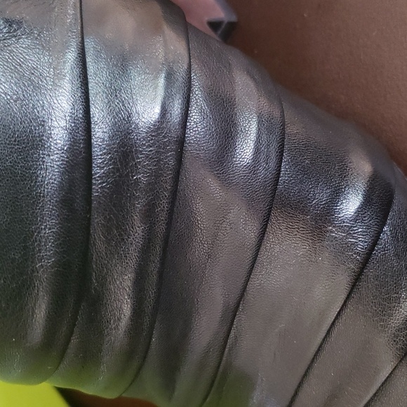 Naya for Anthropologie Black Genesis Leather Peep Toe Wedge Sandals NWT Size 8 - Picture 7 of 13